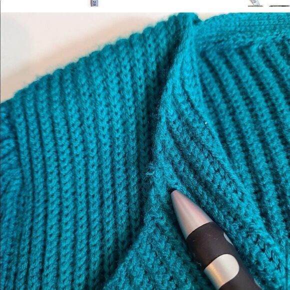 Vintage 80s Cardigan Sweater M Double Breasted Teal Blue / Green Acrylic CLX1A - Picture 9 of 12